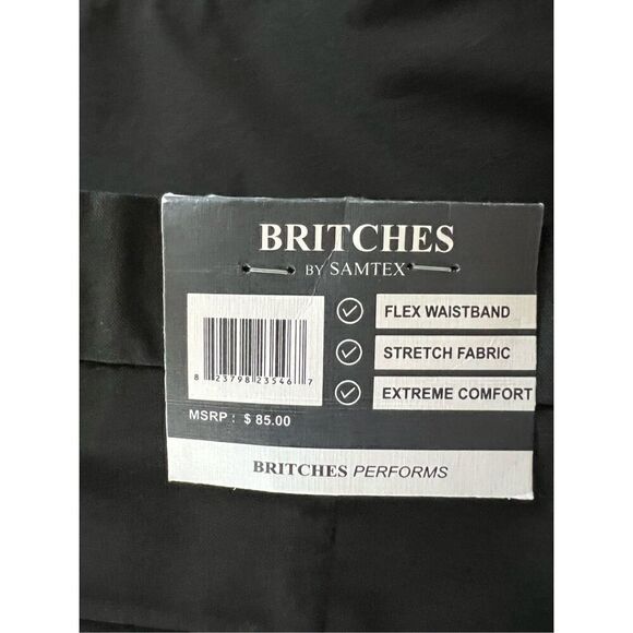 NWT! Britches By Samtex Black Flat Front Slacks Dress Pants 34 x 32 - Picture 4 of 8